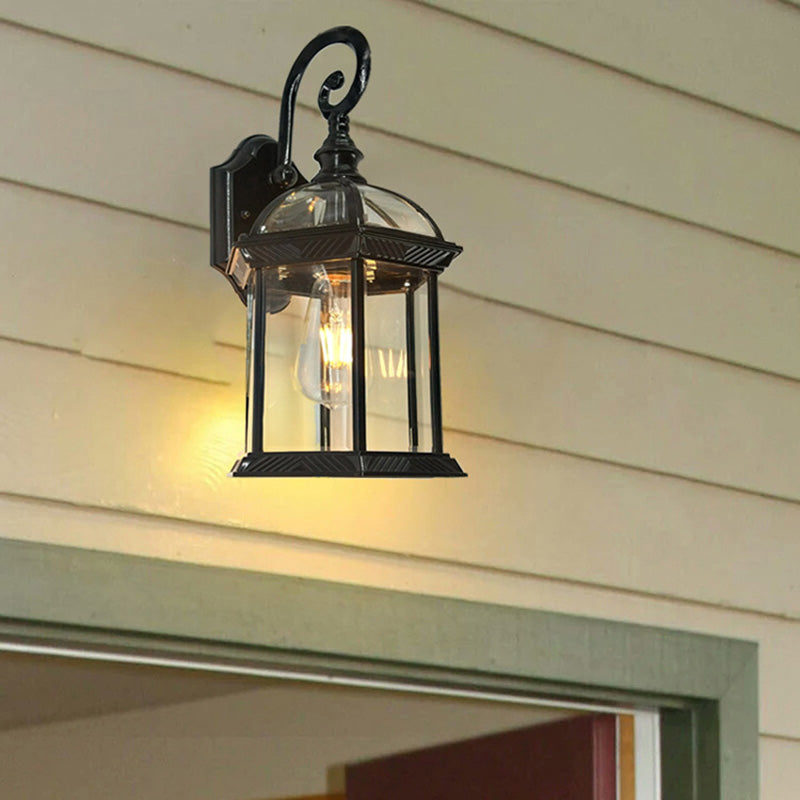 Waterproof Glass Hexagonal Prism 1-Light Wall Sconce Lamp