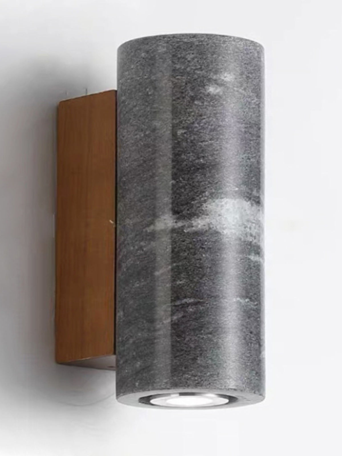 Cylinder Square Stone Wood 1-Light Wall Sconce Lamp