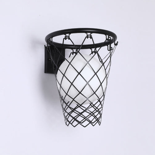 Deco Iron Glass Basketball Hoop 1-Light Wall Sconce Lamp