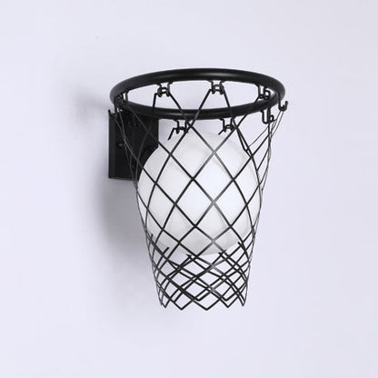 Deco Iron Glass Basketball Hoop 1-Light Wall Sconce Lamp