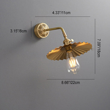 All Copper Round Pleats 1-Light Wall Sconce Lamp