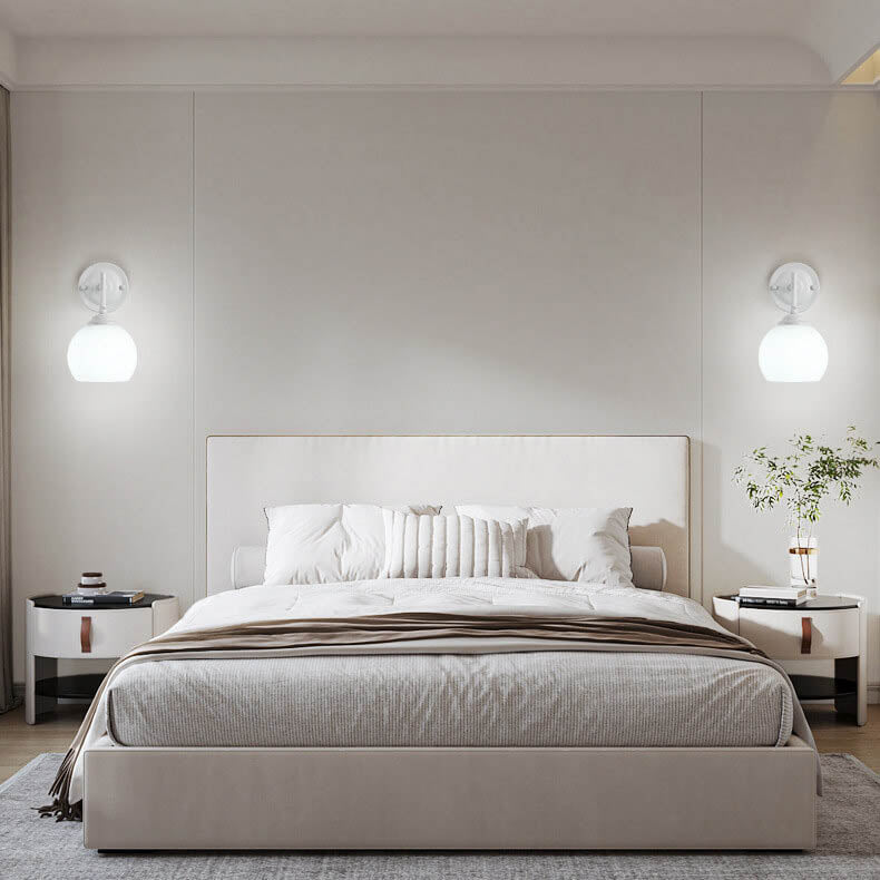 Modern Art Deco Round Glass Metal 1-Light Wall Sconce Lamp