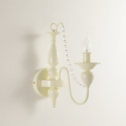French Iron Crystal Candle 1/2 Light Wall Sconce Lamp