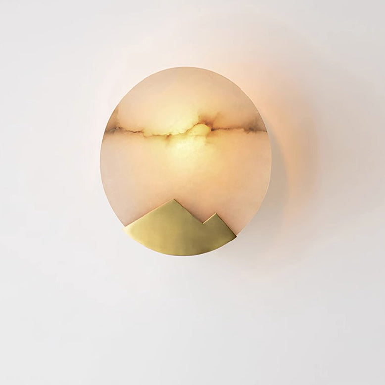 Marble Shade Gold Finish Frame 1-Light Wall Sconce Lamp