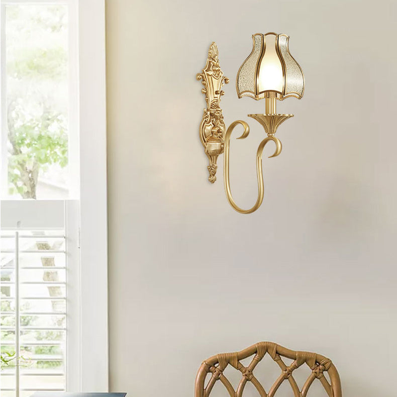Full Copper Glass Umbrella Shape 1/2-Light Wall Sconce Lamp