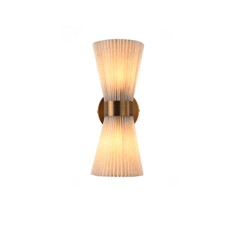 Minimalist Column Fabric Copper 2-Light Wall Sconce Lamp