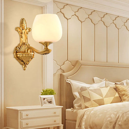 Light Glass Gold-Finished Frame 1/2 Light Wall Sconce Lamp
