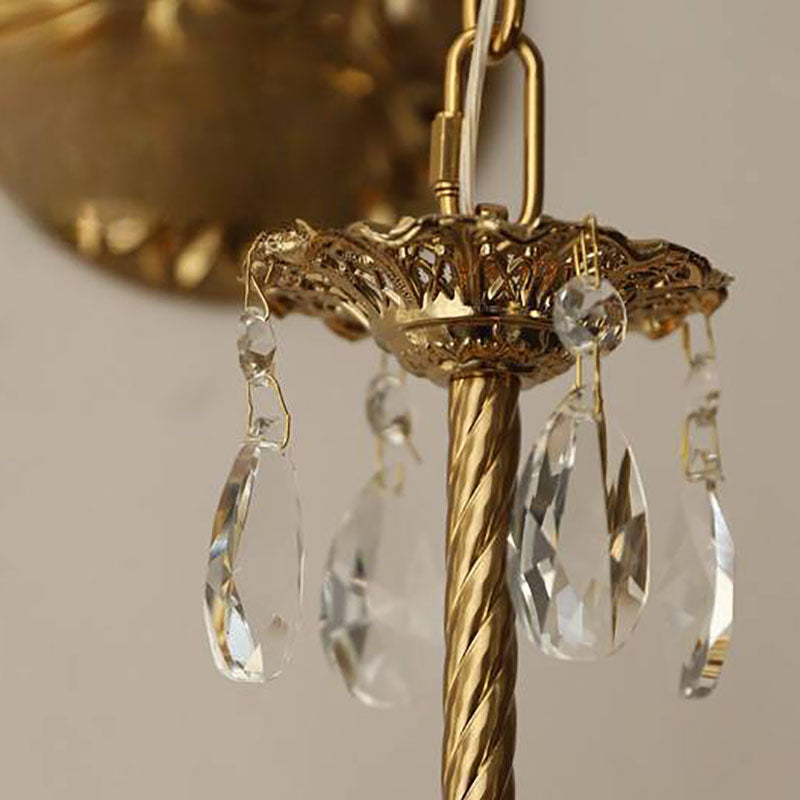 French Bent Crown Copper Crystal 1-Light Wall Sconce Lamp
