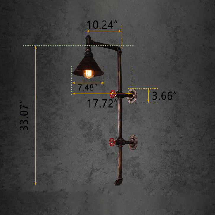 Iron Water Pipe Faucet Design 1-Light Wall Sconce Lamp