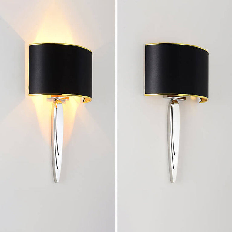 Fabric Mirror Stainless Steel 1-Light Wall Sconce Lamp