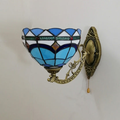Tiffany Resin Glass Flower Shape 1-Light Wall Sconce Lamp