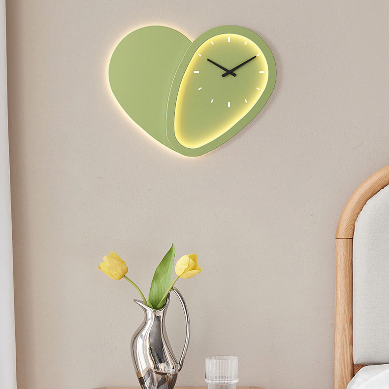 Round Clock Heart Iron Acrylic LED Wall Sconce Lamp