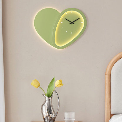 Round Clock Heart Iron Acrylic LED Wall Sconce Lamp