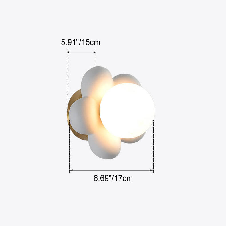 Macaron Ceramic Sunflower Glass 1-Light Wall Sconce Lamp