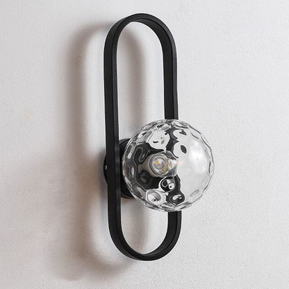 Minimalist Oval Ring Iron Glass 1-Light Wall Sconce Lamp