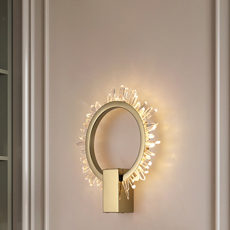 Stainless Crystal Sunflower Design LED Wall Sconce Lamp