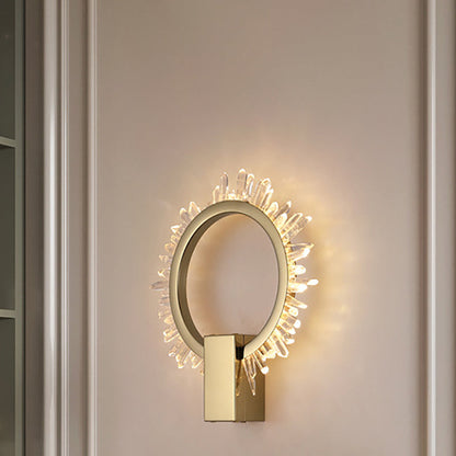 Stainless Crystal Sunflower Design LED Wall Sconce Lamp