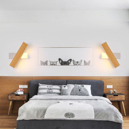 Scandinavian Solid Wood Iron LED Wall Sconce Lamp