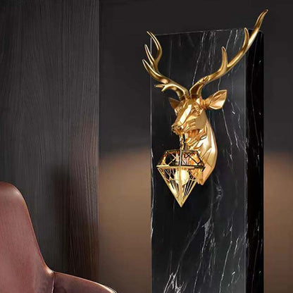 Creative Deer Head Resin 1-Light Wall Sconce Lamp