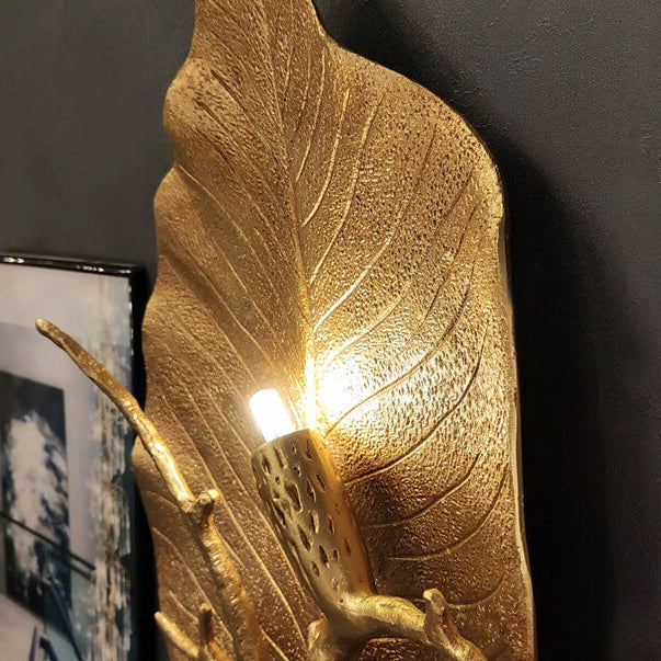 Retro Leaf Full Copper 1-Light Wall Sconce Lamp