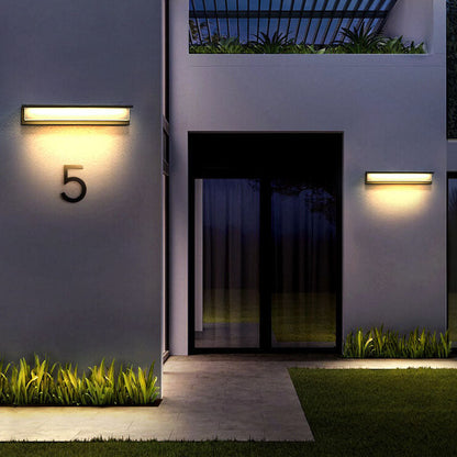 Solar Rectangular Aluminum PC Outdoor LED Wall Sconce Lamp