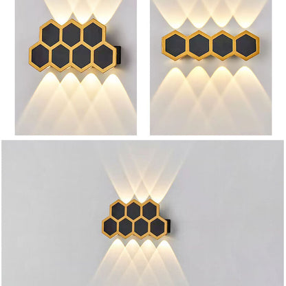 Outdoor Combination Black Gold LED Wall Sconce Lamp