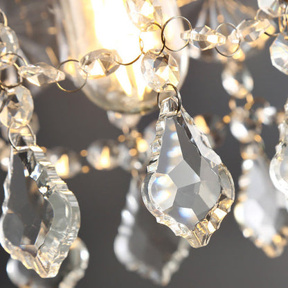 Round Carved Brass Glass Crystal 1-Light Pendant Light