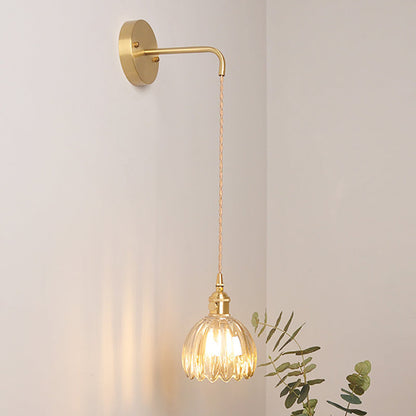 Minimalist Floral Copper Glass 1-Light Wall Sconce Lamp
