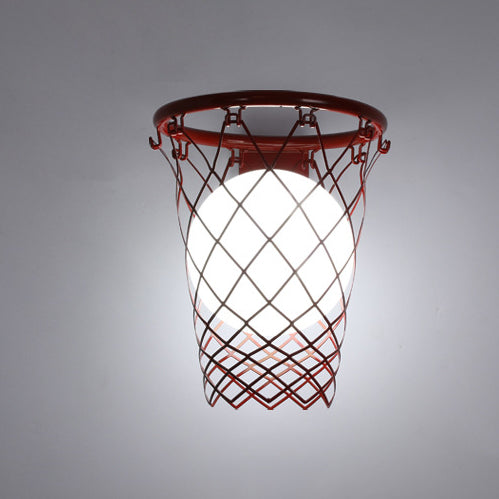 Deco Iron Glass Basketball Hoop 1-Light Wall Sconce Lamp