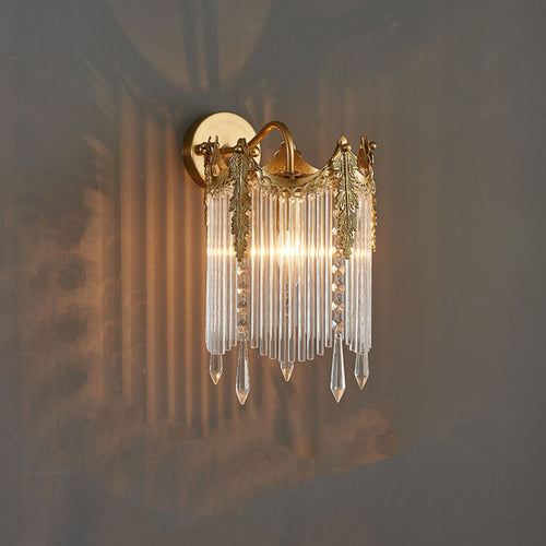 European Iron Glass Polygon Crown 1-Light Wall Sconce Lamp