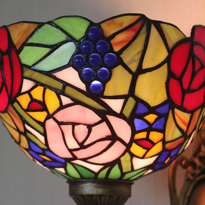 Tiffany Flower Bowl Stained Glass 1-Light Wall Sconce Lamp