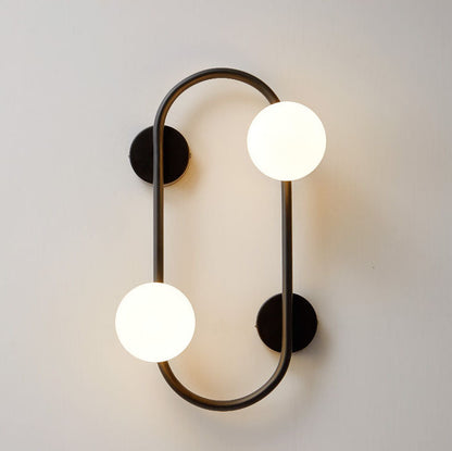 Nordic Iron Glass Ball Oval Ring 2-Light Wall Sconce Lamp
