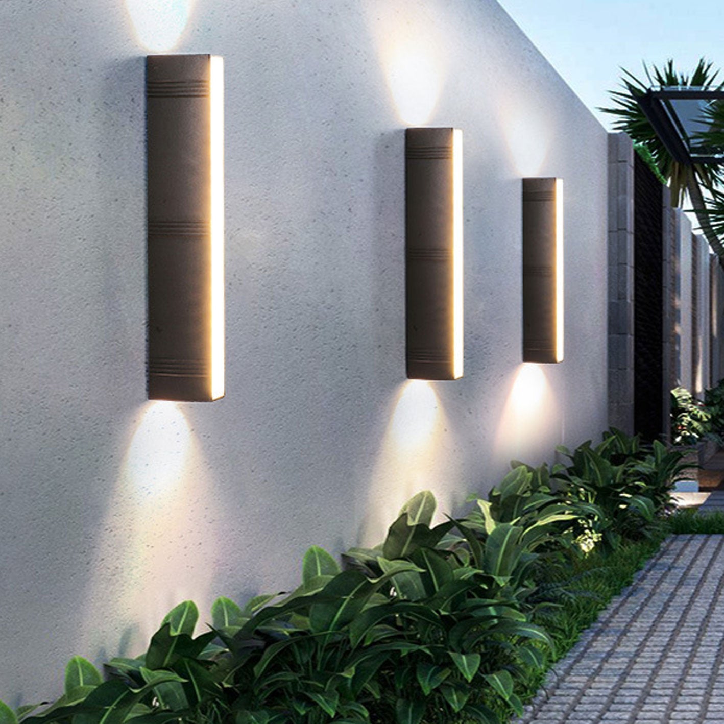 Rectangular and Down Luminous LED Outdoor Wall Sconce Lamp