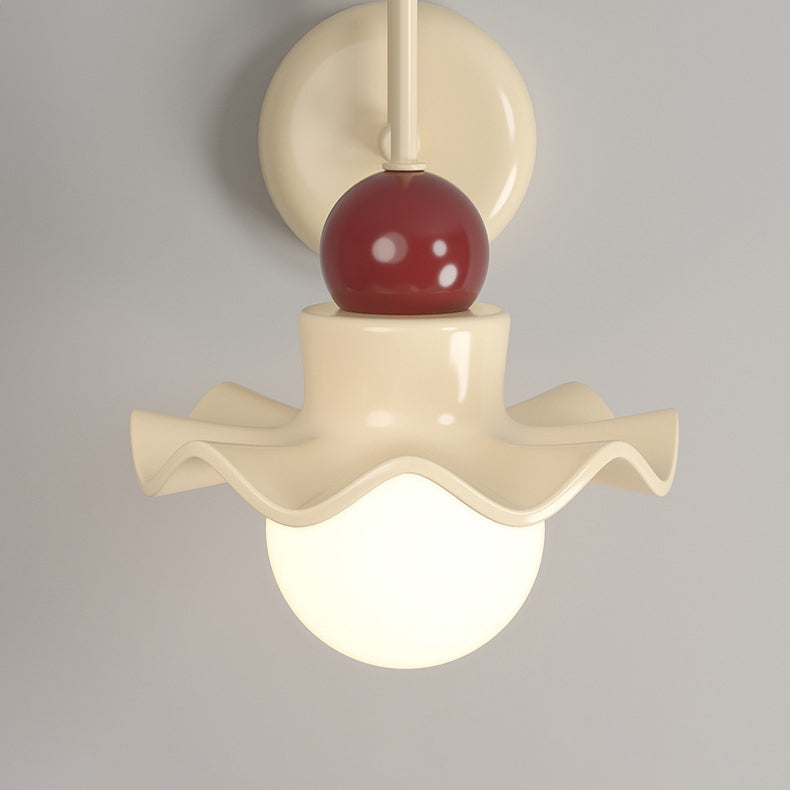Round Disc Base PE Resin Iron 1-Light Wall Sconce Lamp