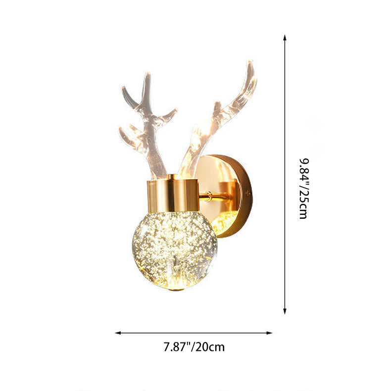 Acrylic Antler Bubble Crystal Ball LED Wall Sconce Lamp
