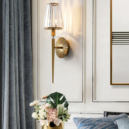 European Light Hardware Glass 1-Light Wall Sconce Lamp