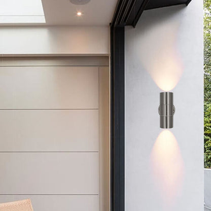 Stainless Steel Cylinder 2-Light Wall Sconce Lamp