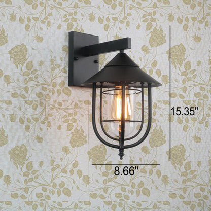 Iron Lantern Indoor Outdoor 1-Light Wall Sconce Lamp