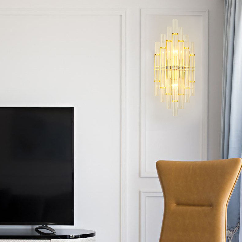 Crystal Column Rechargeable 2-Light Wall Sconce Lamp