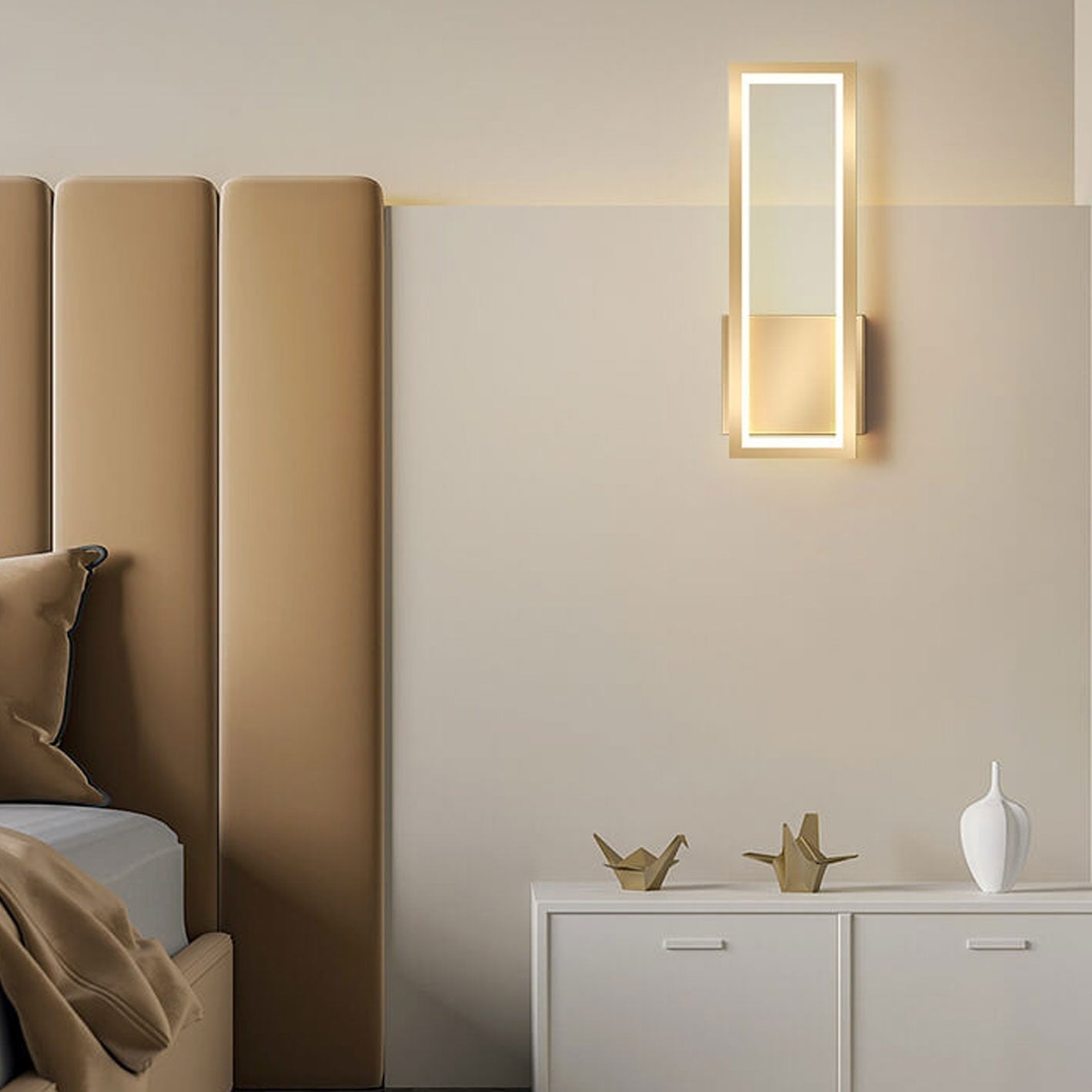 Light Rectangular Hollow Ring Design LED Wall Sconce Lamp