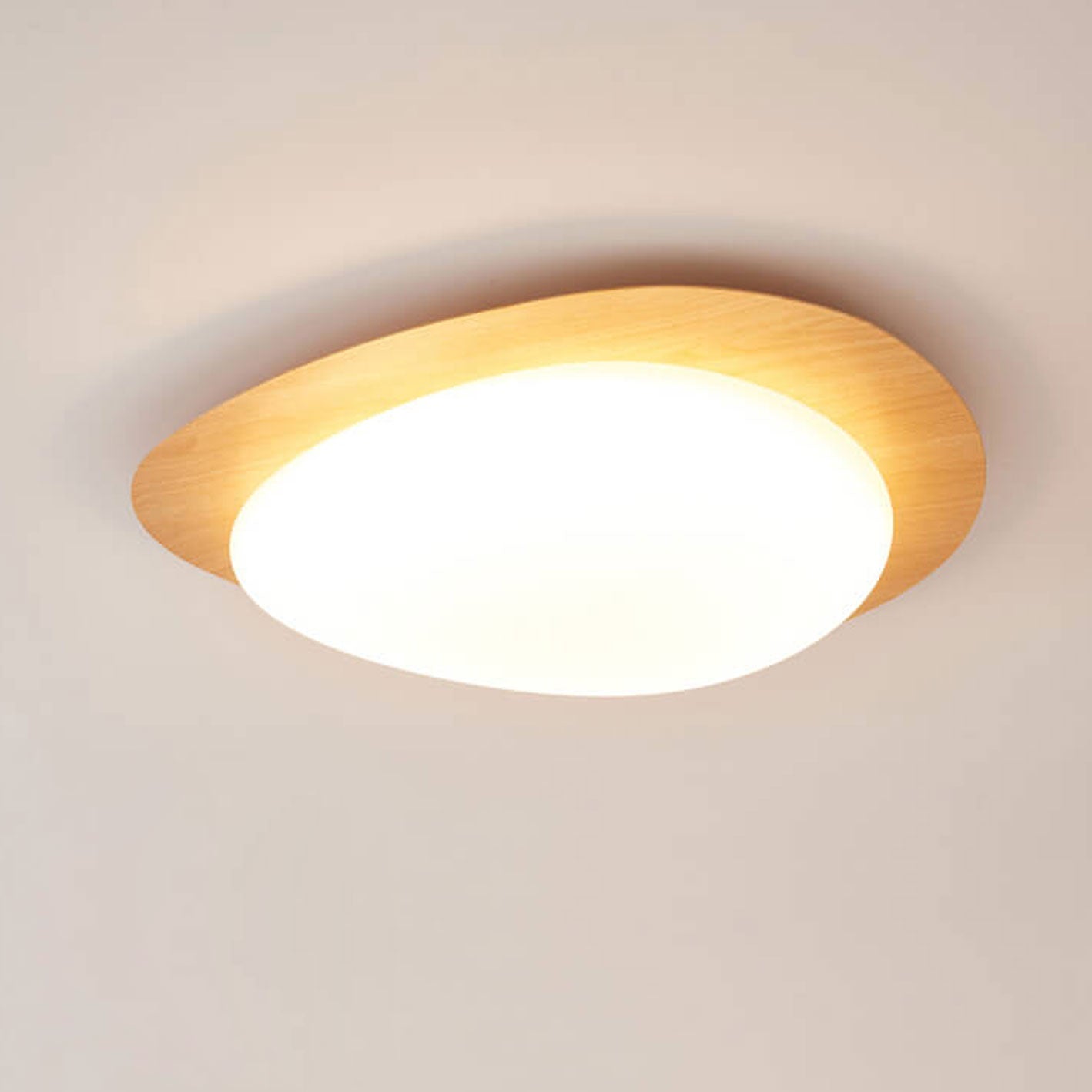 Nordic Iron Wood Grain Pebble LED Flush Mount Light