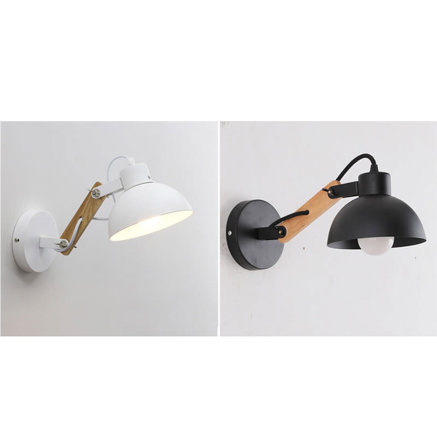 Semicircle Solid Wood Wrought Iron 1-Light Wall Sconce Lamp