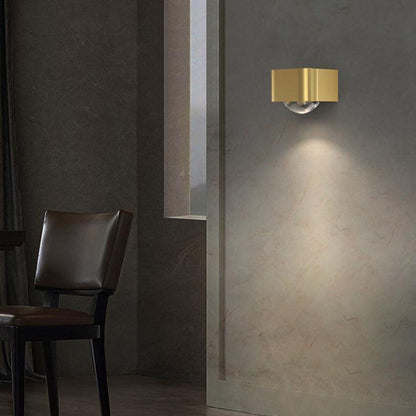 Copper Cuboid Up And Down Luminous LED Wall Sconce Lamp
