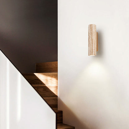 Japanese Wood Cubic Cylinder 1-Light Wall Sconce Lamp