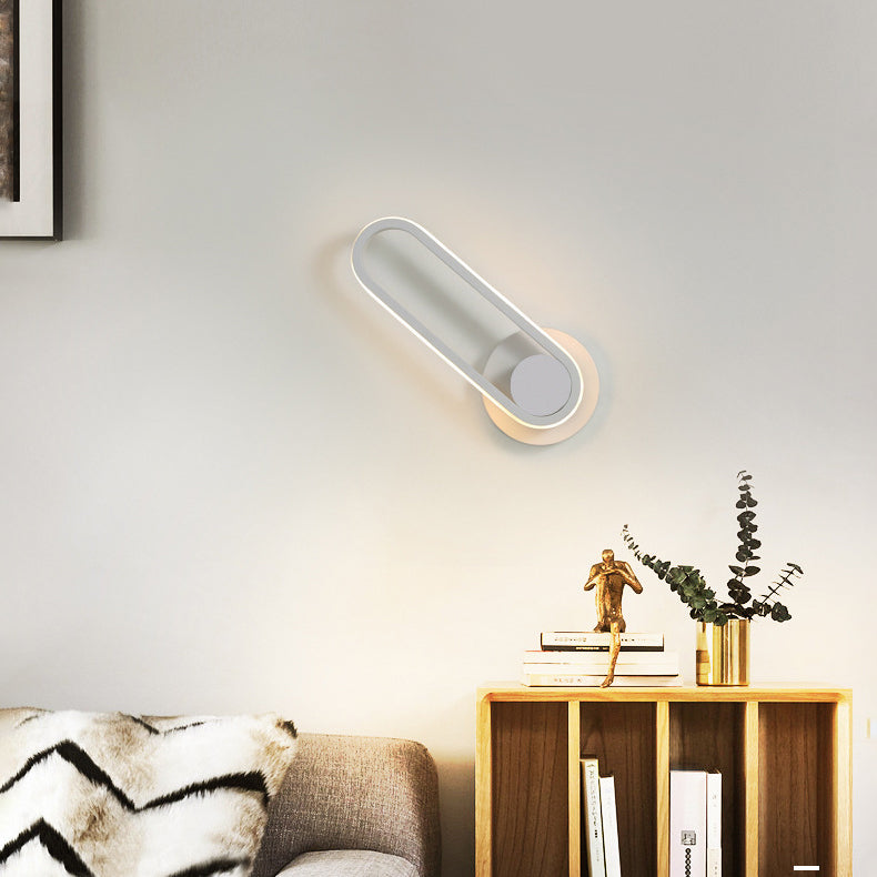 Simplicity Iron Oval Ring Rotatable LED Wall Sconce Lamp