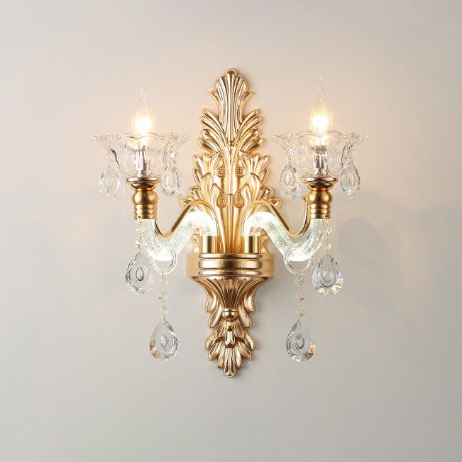 Crystal Flower Candlestick 1/2-Light Wall Sconce Lamp