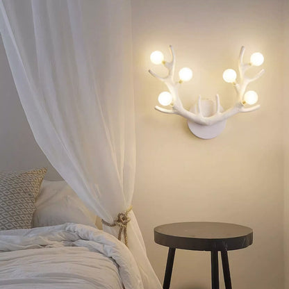 Resin Tree Branch Glass Ball 6-Light Wall Sconce Lamp