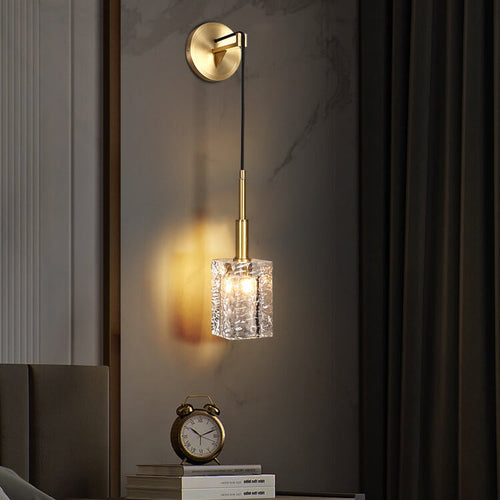 Modern Luxury Crystal Cube Copper 1-Light Wall Sconce Lamp
