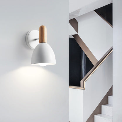 Nordic Wood Iron Cannonball Shape 1-Light Wall Sconce Lamp