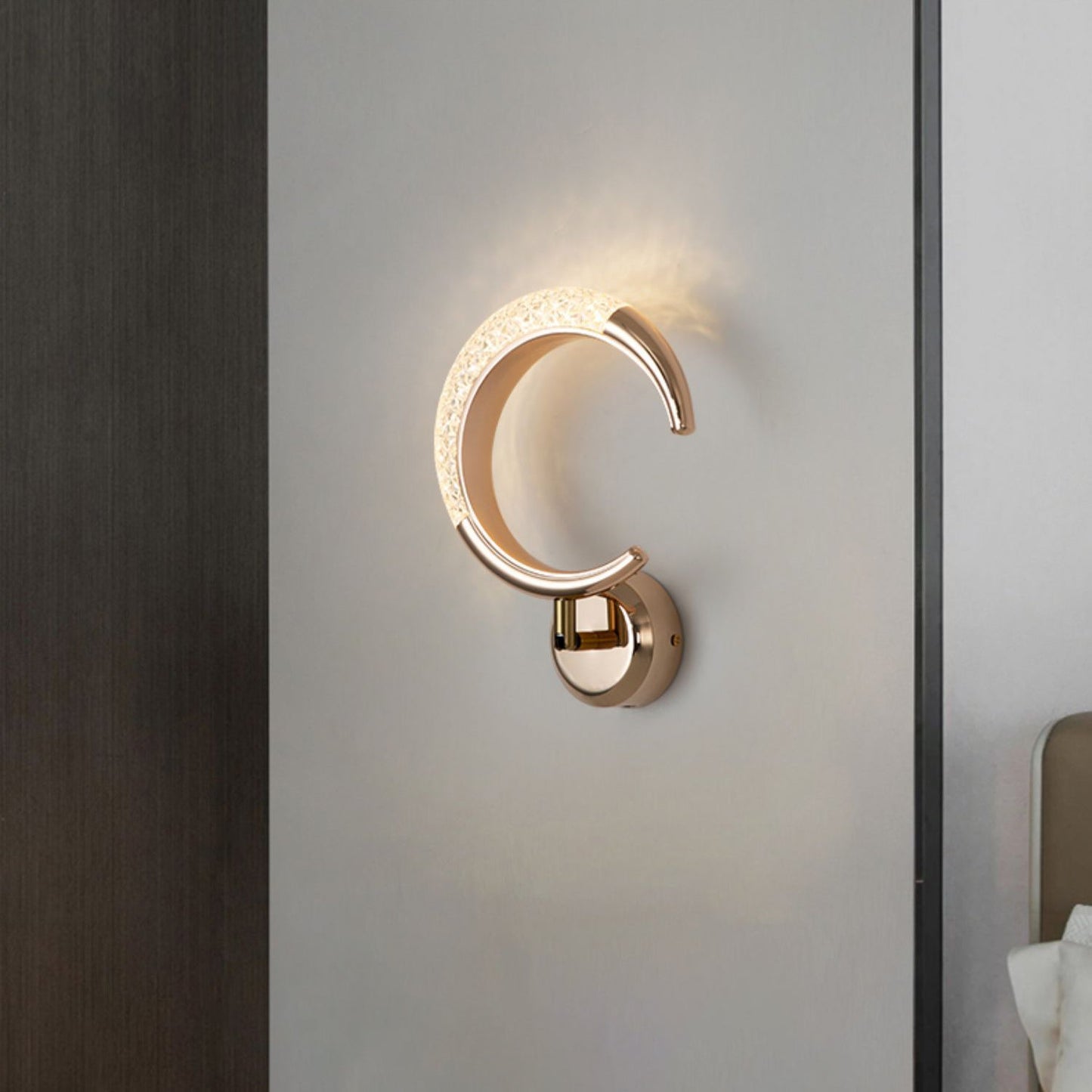 Rose Iron Circle Ring Acrylic Shade LED Wall Sconce Lamp